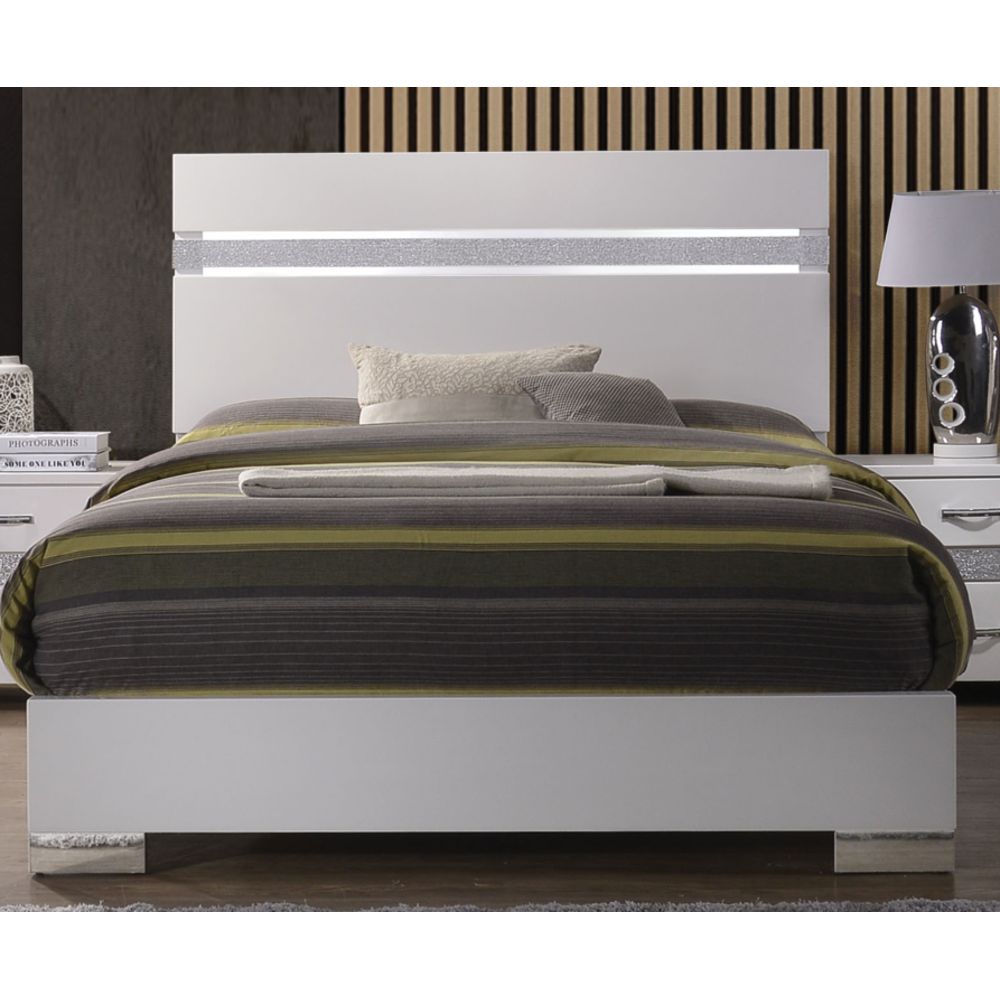 ACME Naima II Queen Bed in White High Gloss-Boyel Living